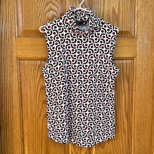 Ann Taylor Black and White Graphic Sleeveless Blouse